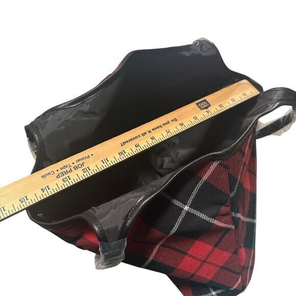 Victoria's Secret Plaid Tote Bag NWT Sherpa VS Logo, Weekender, red black tartan - Picture 11 of 12